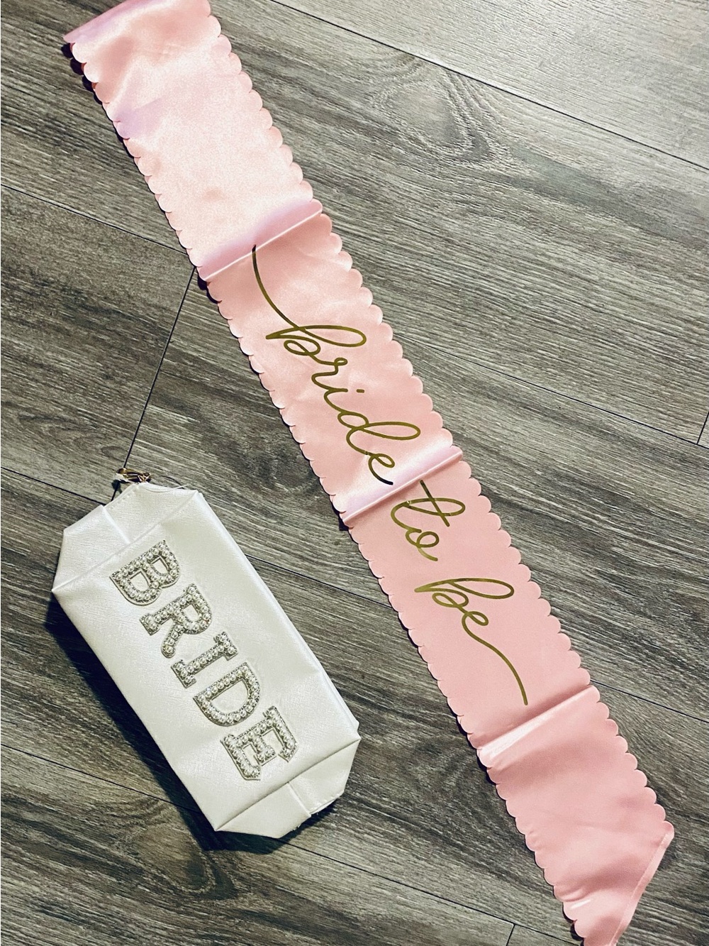 Bride Sash and Bling Cosmetics Bag